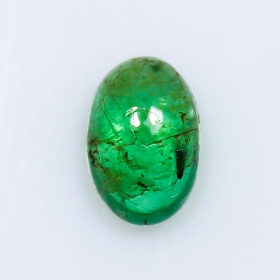 Natural Emerald Cabochon Gemstone: AAA Quality, 1.20 Cts (9x6x3 MM)