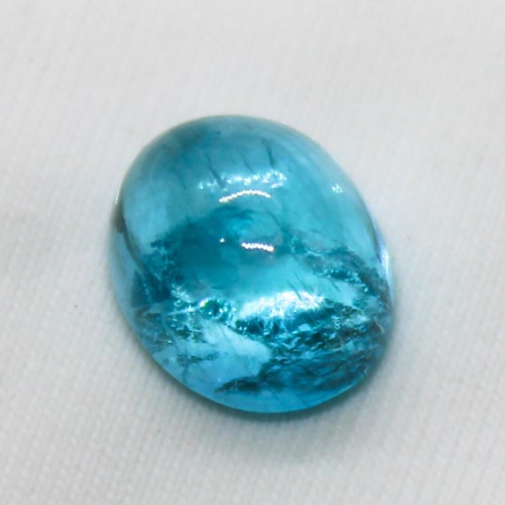 Natural Blue Apatite Cabochon: 1.70 Carat Gemstone (8x6x4 mm Size In Oval Shape)