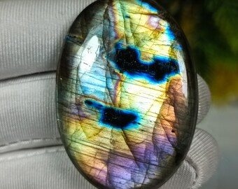 Purple Fire Labradorite Cabochon: Oval Rainbow Gemstone, 97.00 Cts