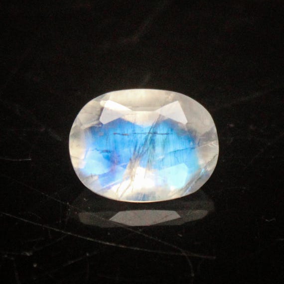 Faceted Rainbow Moonstone: 3.70 Carat Oval Gemstone, 12x9x5 mm