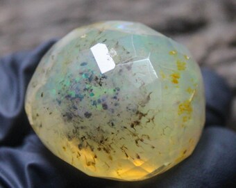 Faceted Ethiopian Opal Specimen: Raw Multi Fire Opal (32x28x22 MM, 102.80 Carats)