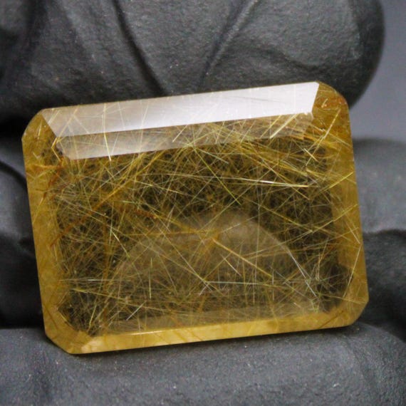 Natural Golden Rutile Faceted Quartz: Octagon Gemstone for Jewelry Making (24.50 Carats, 22x16x8 mm)
