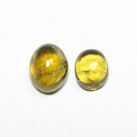 Olive Green Tourmaline Cabochons: Oval Gemstone Pair, 4.50 Carats