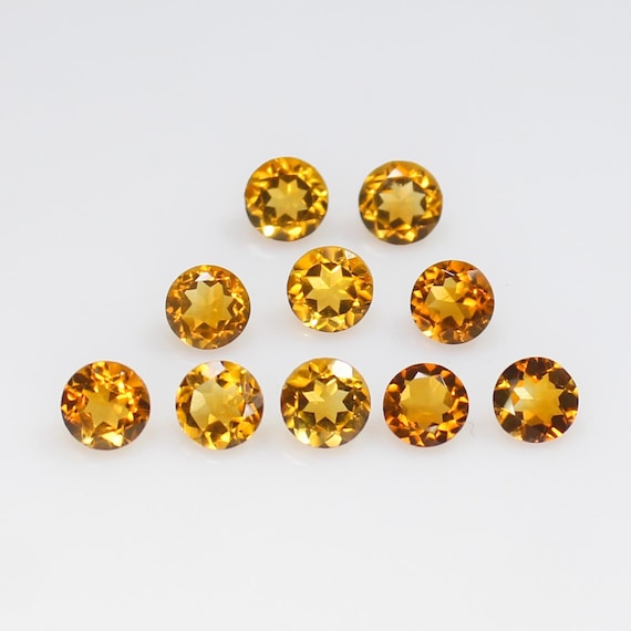 Faceted Natural Citrine: 5mm Round Cut Loose Gemstones, 4.30 CTS (10 Pcs)
