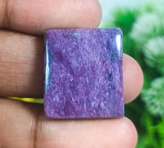 Natural Purple Charoite Cabochon: Rectangle Gemstone (24x21x5 MM)