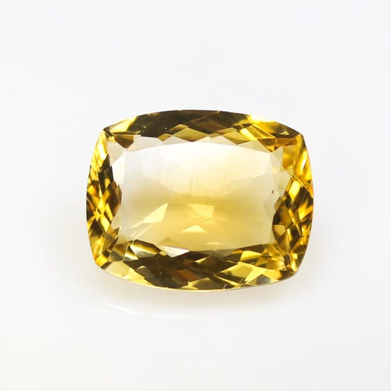 Natural Yellow Citrine Gemstone: 9.15 CTS Cushion Cut, 16x12mm