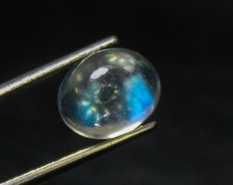 Rainbow Moonstone Cabochon: Oval Gemstone for Jewelry Making (10x8x6 mm, 3.70 Carat)