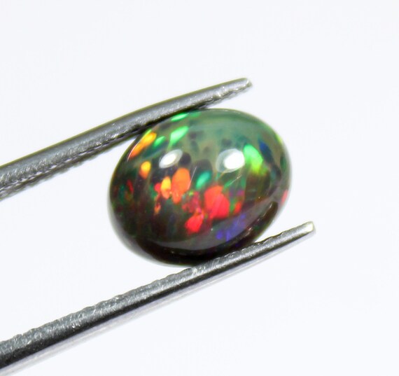 Natural Black Honeycomb Ethiopian Opal Cabochon (9x7x6 MM, 2.10 Ct)
