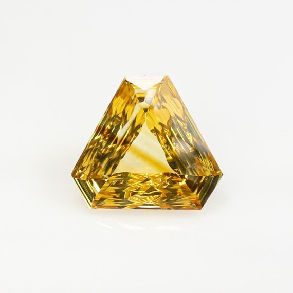 Natural Yellow Citrine: Trillion Cut Gemstone, 11.00 Carats