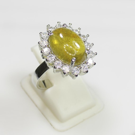 Natural Yellow Tourmaline Ring, Amazing .925 Sterling Silver Ring ,Silver Ring, Tourmaline Ring, All U.S  Ring Sizes Available