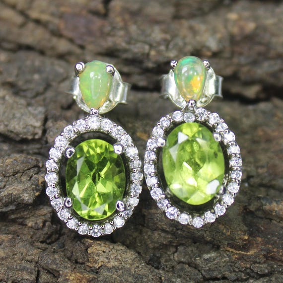 Natural Green Peridot Vintage Studs With 925 Sterling 3.15 Grams August Birthstone