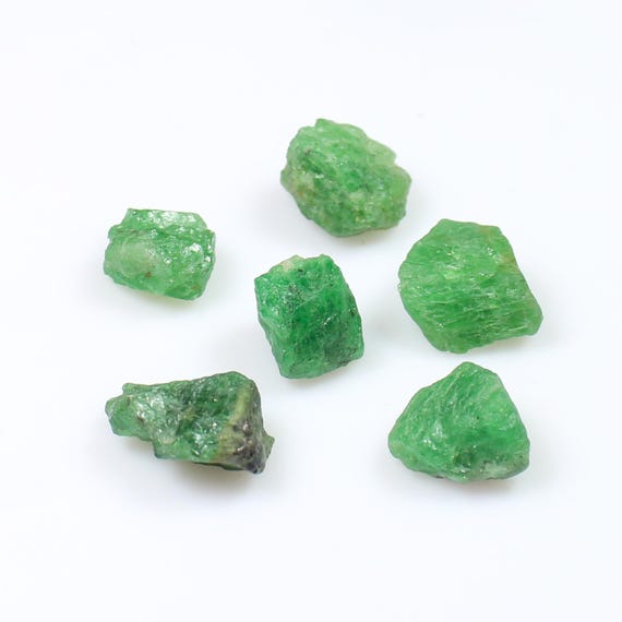 Raw Tsavorite Gemstone Lot: Natural Green Rough, 57.70 CT (6 Pcs)