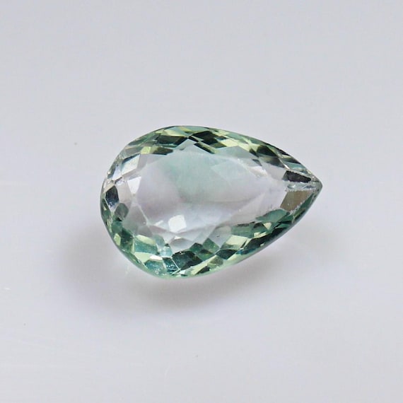 Green Fluorite Faceted Pear Shape, Natural Fluorite, Loose Gemstone ,15x10x7 MM, Weight - 7.56 Carats , Making For Jewelry, Pendent, Ring.