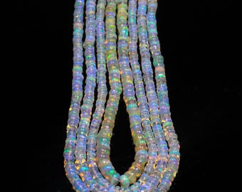 White Fire Opal Bead Necklace: Vintage Ethiopian Opal, Minimalist Style