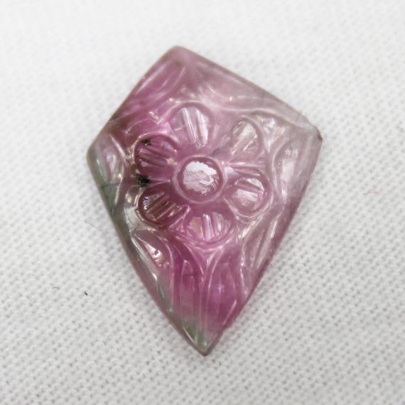 Multi Tourmaline Carving Piece: Fancy Gemstone for Jewelry (17x12x2 mm, 1.90 Carats)