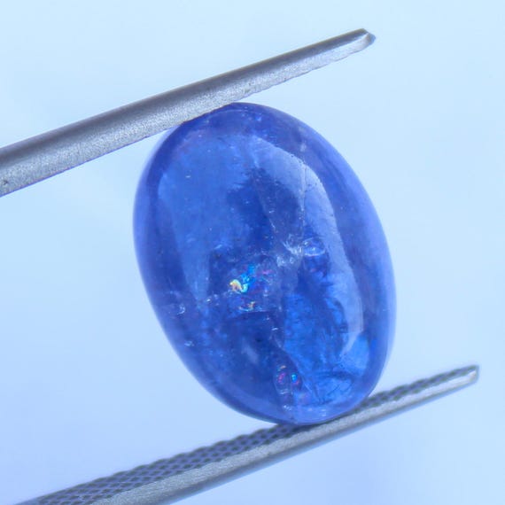 Natural Tanzanite Oval Cabochon: Loose Purplish Blue Gemstone, 8.60 Carat