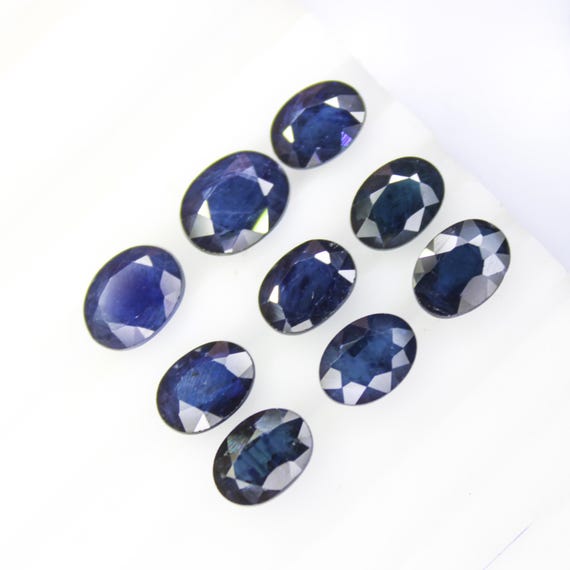 Faceted Blue Sapphire Lot: Oval Cut Gemstone, Jewelry Making (5x3mm - 8x6mm