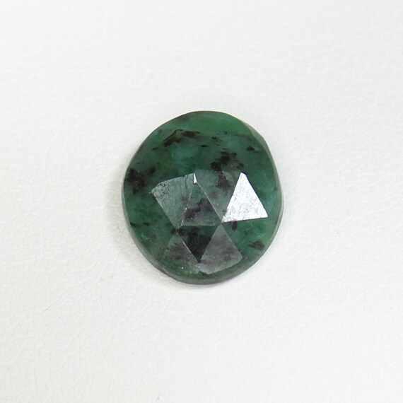 Natural Rose Cut Green Emerald: 3.65 Carats Zambian Gemstone