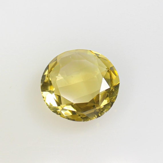 Natural Faceted Honey Quartz In Round Shape Yellow Honey Quartz 14X14X6 MM 7.35 Carats Quartz Gemstone For Making Jewelry Ring ,Pendent