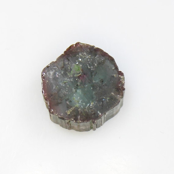 Natural Blue Tourmaline Slice: Polished Gemstone for Jewelry Making (7.15 CTS, 12x12x5 MM)