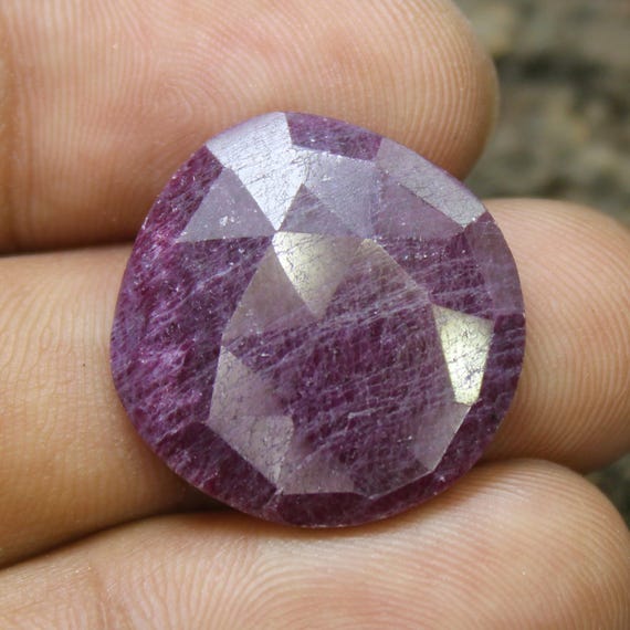 Faceted Ruby Rose Cut Gemstone: 20x21mm Pink Jewelry Making Stone