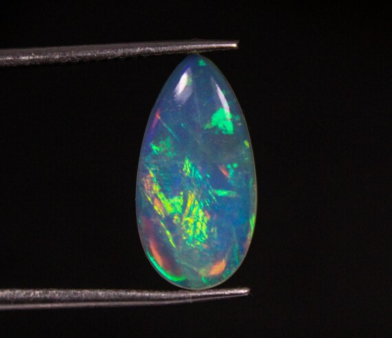 Natural Ethopian Opal Cabochoan,Amazing Multi Fire Opal 2.25 Ct Piece,Beautiful Pear White Base Opal,Amazing Quality 11X8X4 MM