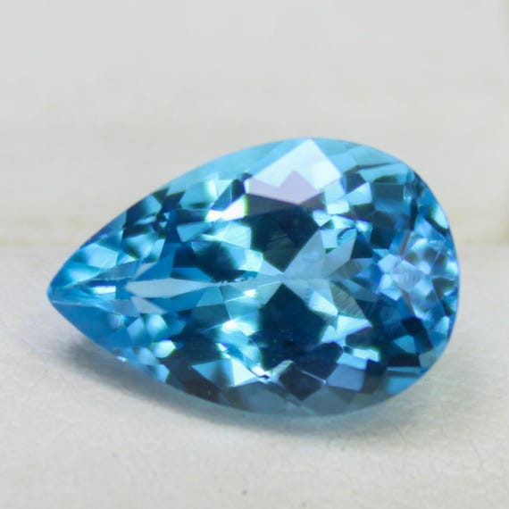 Natural Swiss Blue Topaz Faceted: 4.00 Carat Pear Shape Cut Gemstone, 12x8x6 mm