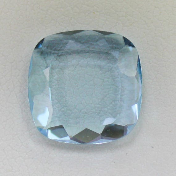 Natural Sky Blue Topaz Faceted: 4.80 Carat Cushion Shape Cut Gemstone, 12x12x3 mm