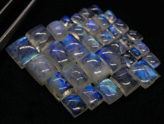 Natural Rainbow Moonstone Rectangle Cabochon: Loose Gemstone ForJewelry Making