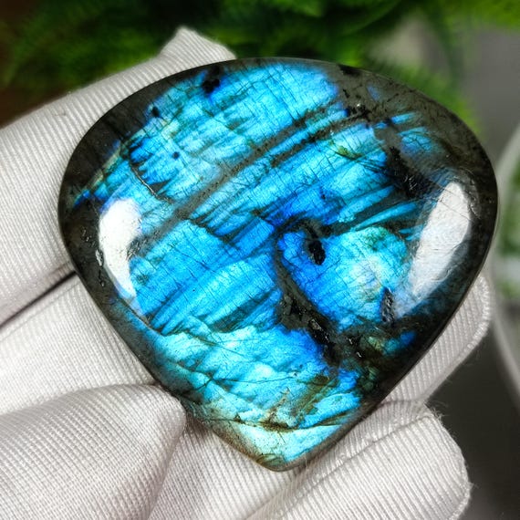 Heart Labradorite Cabochon: Black Rainbow Gemstone, Wire Wrap Jewelry (42x45x7 MM)