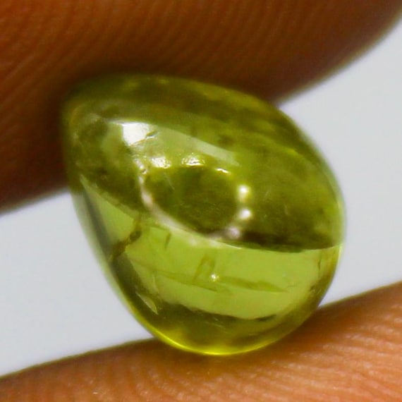 Natural Green Peridot Cabochon: 2.50 Carat Pear-Shape Gemstone 9X7X4 mm Size