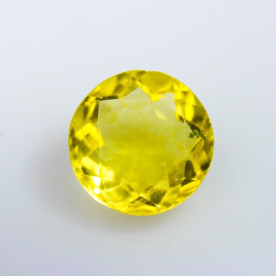 Natural Yellow Fluorite Faceted Gemstone, Round Shape ,Size -11x11x6 MM, Weight - 5.35 Cts, Making For Jewelry, Pandent, Ring.