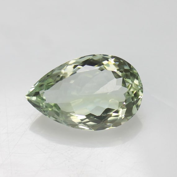 Faceted Green Amethyst Pear Shape: 8.40 Carat Gemstone
