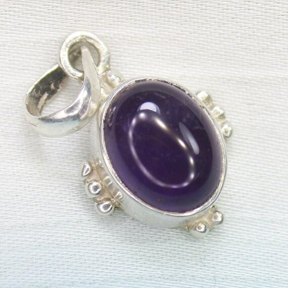 Natural Purple Amethyst Sterling Silver Pendant Necklace - February Birthstone