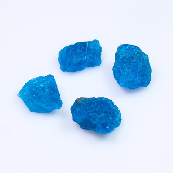 Natural Blue Apatite Raw 55.75 CT, 4 Pcs Lot, Apatite Rough, 17mm to 12mm , Loose Gemstone, Making For Jewelry, Pendent, Necklace, Ring