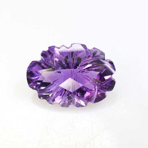 Purple Amethyst Carving: 9.95 CT Oval Loose Gemstone (18x13x9 mm)