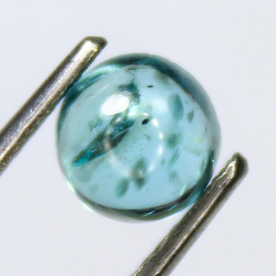 Natural Blue Apatite Cabochon: 1.30 Carat In Round Shape Gemstone, 6x6x4 mm