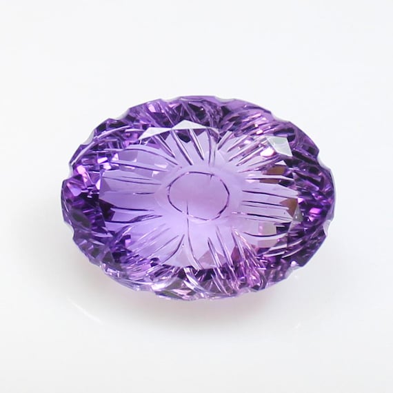 Natural Amethyst Flower Carving: Purple Loose Gemstone (22x16x11mm)