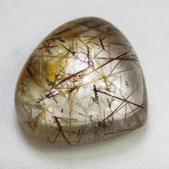 Natural Red Rutile Quartz Cabochon: Heart Shape Gemstone (22x20x10 MM, 31.50 Cts)