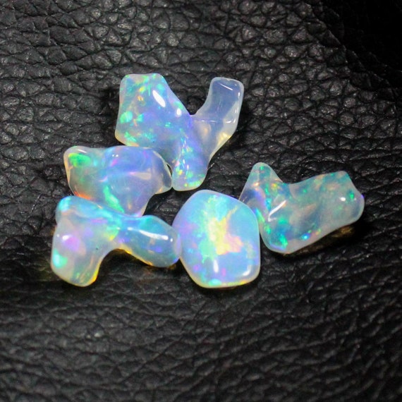 Natural White Opal Rough Lot: 9.90 Carats, 5 Pcs, 11-14mm