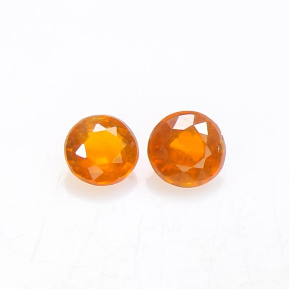 Natural Orange Kyanite 5x3mm Pair Faceted Gemstone, Round Shape Kyanite, AAA Quality stone for jewelry making, 1.40 Carats