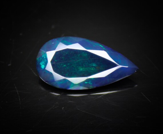 2.20 Cts Genuine Natural Black Opal Multi Fire Pear Shape Faceted Gemstone 16X8X4 MM