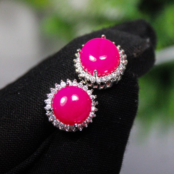 Pink Onyx .925 Sterling Silver Studs