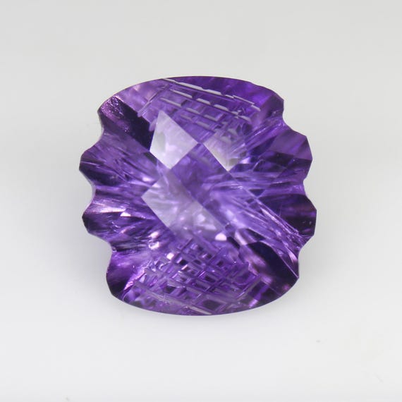 Natural Faceted Purple Amethyst Carving: Loose Gemstone 8.30 Carat ( 14x14x9 mm)