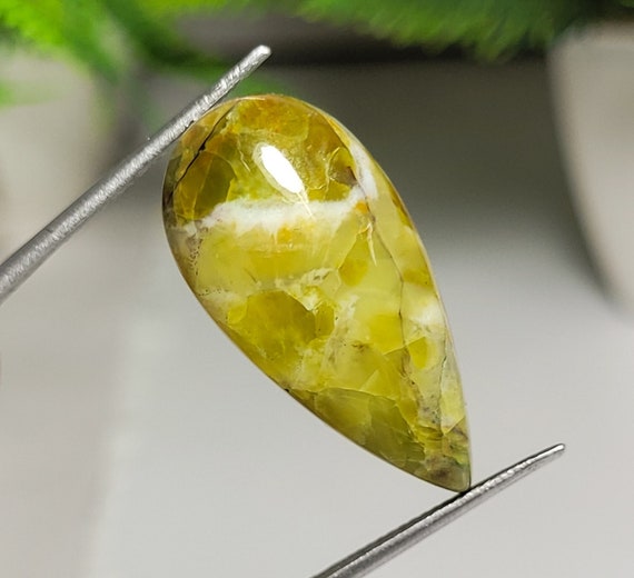 AAA+ Quality Natural Green Opal Cabochon Gemstone 16.15 Ct. Wonderful Designer Green Pear Shape 28X14X7 MM Loose For Making Jewelry