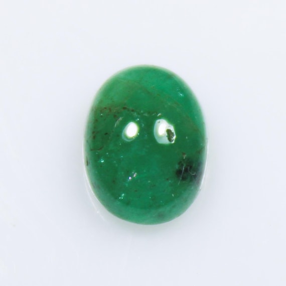 Natural Green Emerald Cabochon: Oval Gemstone, 1.30 Cts (8x6x4 MM)