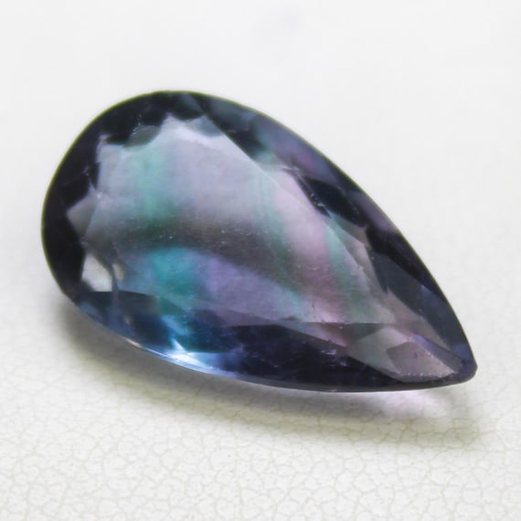 Natural Faceted Multi Colour Fluorite Gemstone : Pear Shape, 9.90 Carat (19x11x6 MM)