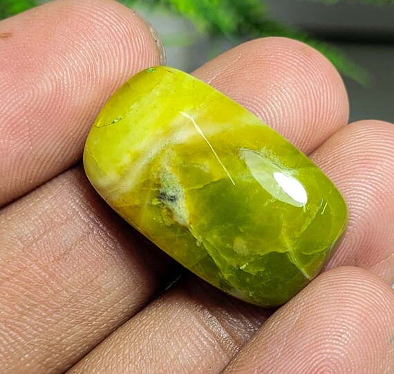 AAA+ Quality Natural Green Opal Cabochon Gemstone 24.90 Ct. Wonderful Designer Green Cushion Shape 26x15x7 MM Loose For Making Jewelry