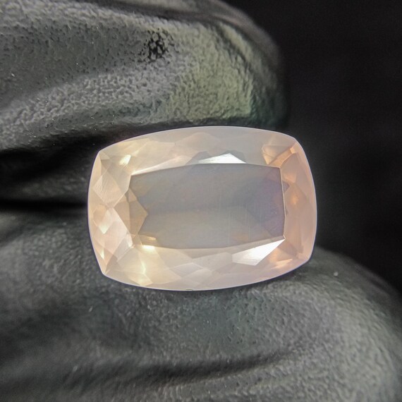 Faceted Pink Rose Quartz: 9 Carat Cushion-Cut Gemstone