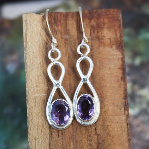 Natural Purple Amethyst Vintage Earring With 925 Sterling 2.36 Grams February Birthstone